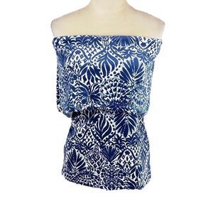Lilly Pulitzer Blue And White Sleeveless Velour Popover Top, Size XS
